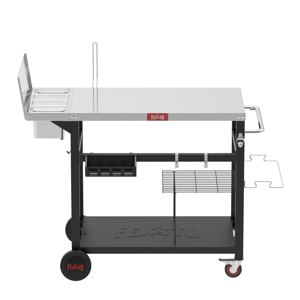 Grill Cart with Integrated Topping Station for Outdoor Cooking 360 view