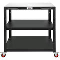 Feasto 3-Shelf Movable Pizza Oven Table for Outdoor, 304 Stainless Steel Grill Cart