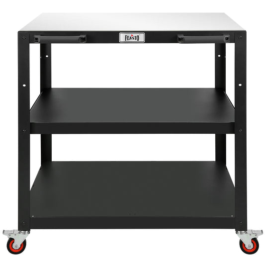 Feasto 3-Shelf Movable Pizza Oven Table for Outdoor, 304 Stainless Steel Grill Cart(Add to cart and enjoy an additional 7% discount)