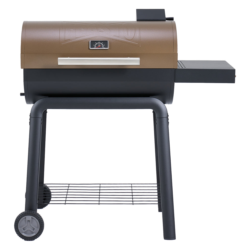 30-Inch Charcoal Grill with Side Table,Golden