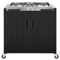 Feasto 5-Burner Propane Gas Stove, Stainless Steel Top with Cabinet