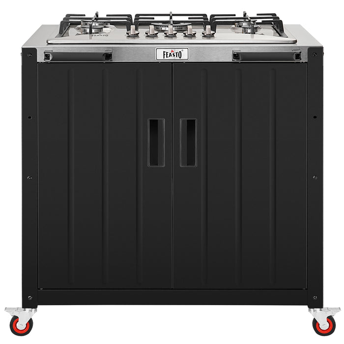 Feasto 5-Burner Propane Gas Stove, Stainless Steel Top with Cabinet