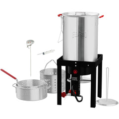 4 in 1 Turkey and Fish Fryer Set with 30 Qt & 10 Qt Aluminum Pots Electronic Ignition