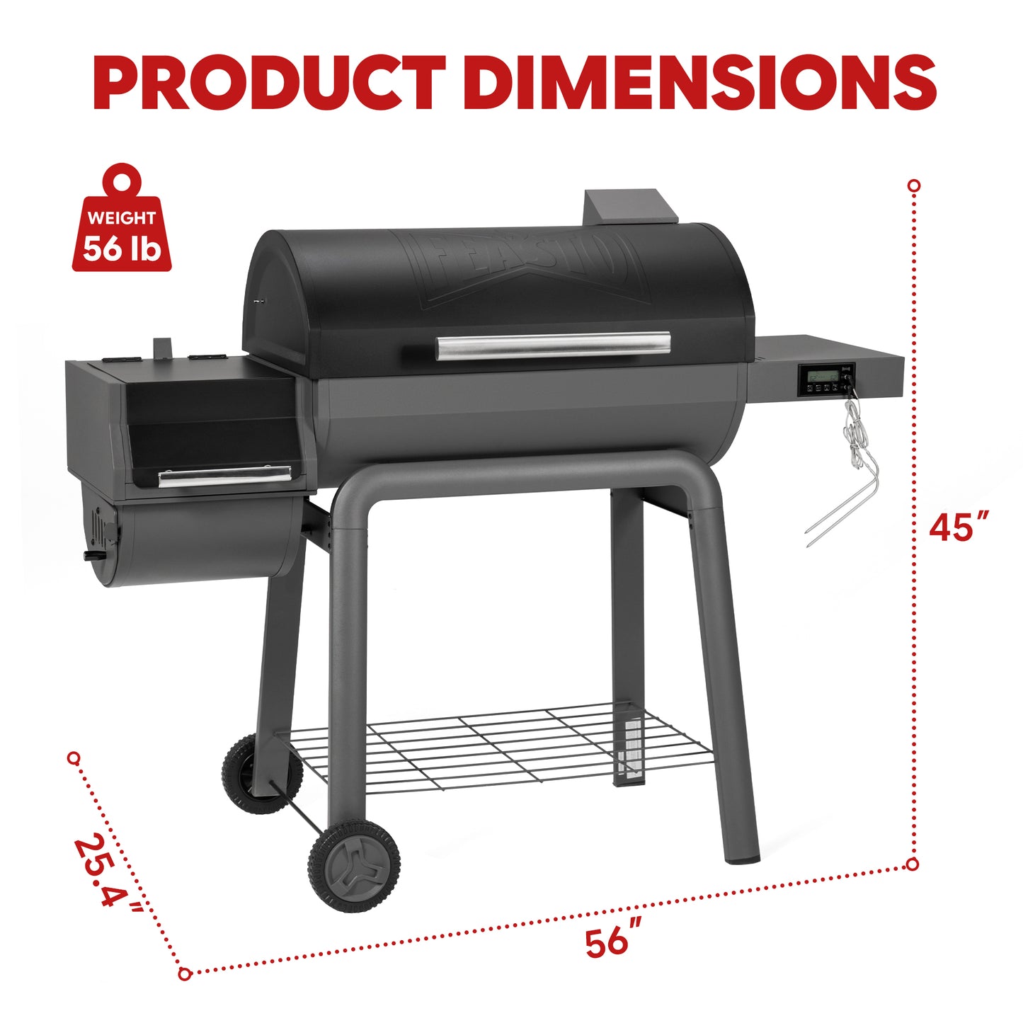 30-Inch Charcoal Grill with Offset Smoker, Digital Temperature Control & 2 Meat Probes