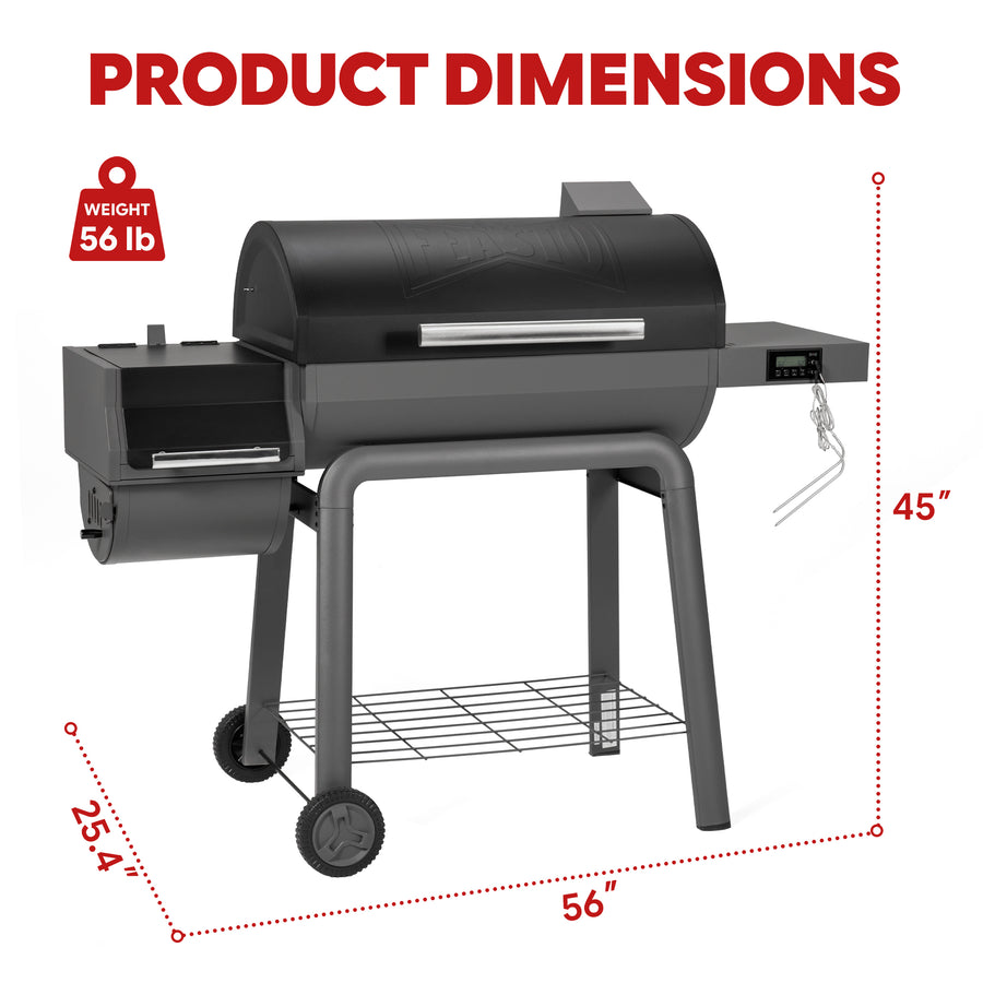 Feasto 30-Inch Charcoal Grill with Offset Smoker, Digital Temperature Control & 2 Meat Probes