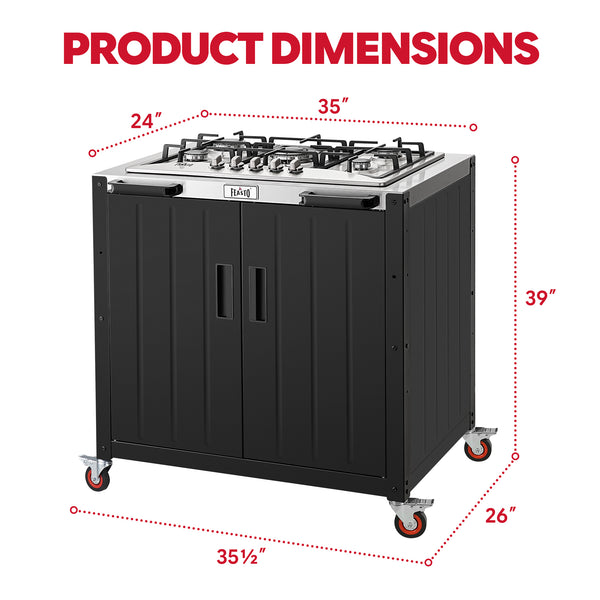 Feasto 5-Burner Propane Gas Stove, Stainless Steel Top with Cabinet
