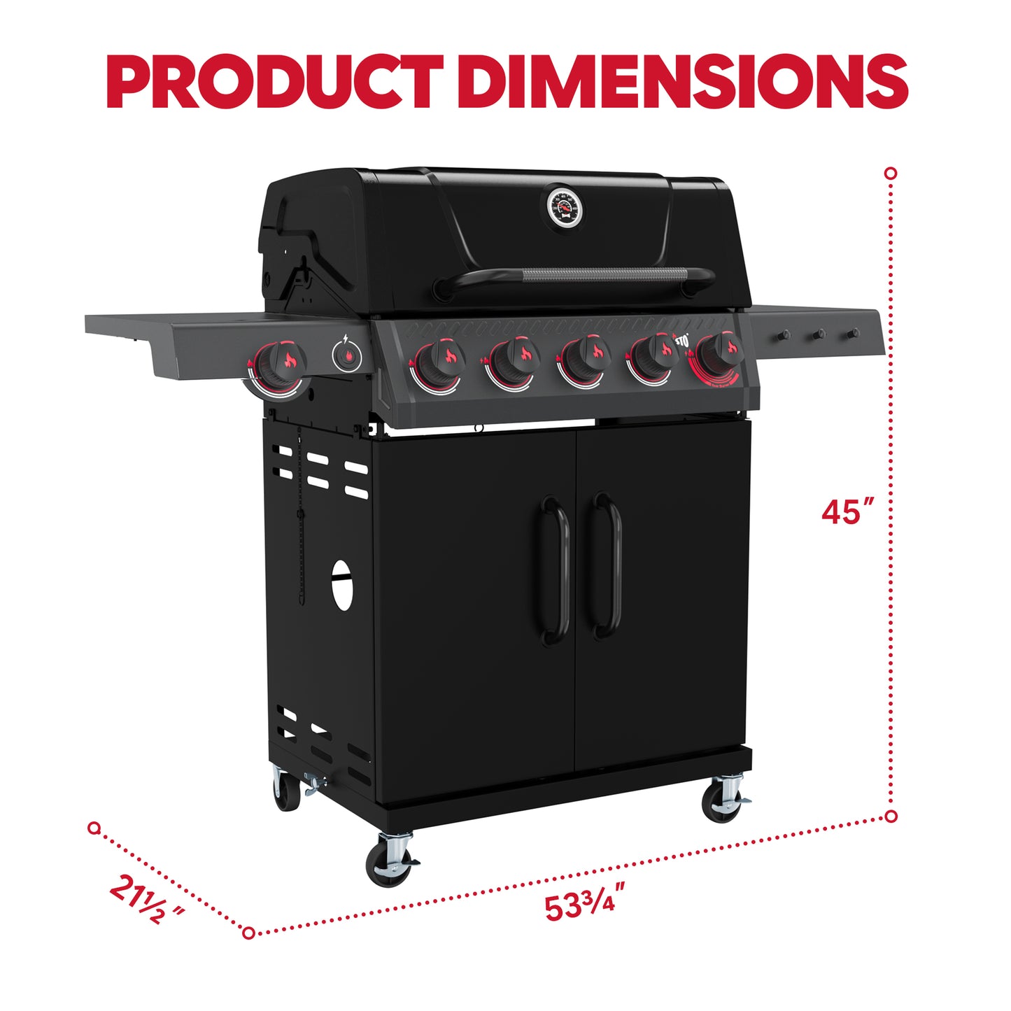 Feasto 5-Burner Propane Gas Grill with Sear & Side Burner 58,000 BTU, Black(Add to cart and enjoy an additional 5% discount)