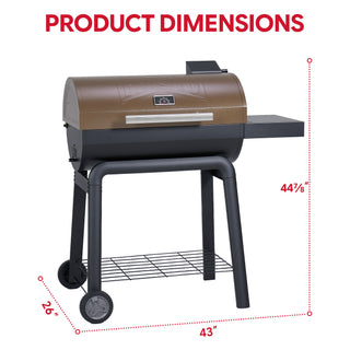 30-Inch Charcoal Grill with Side Table,Golden
