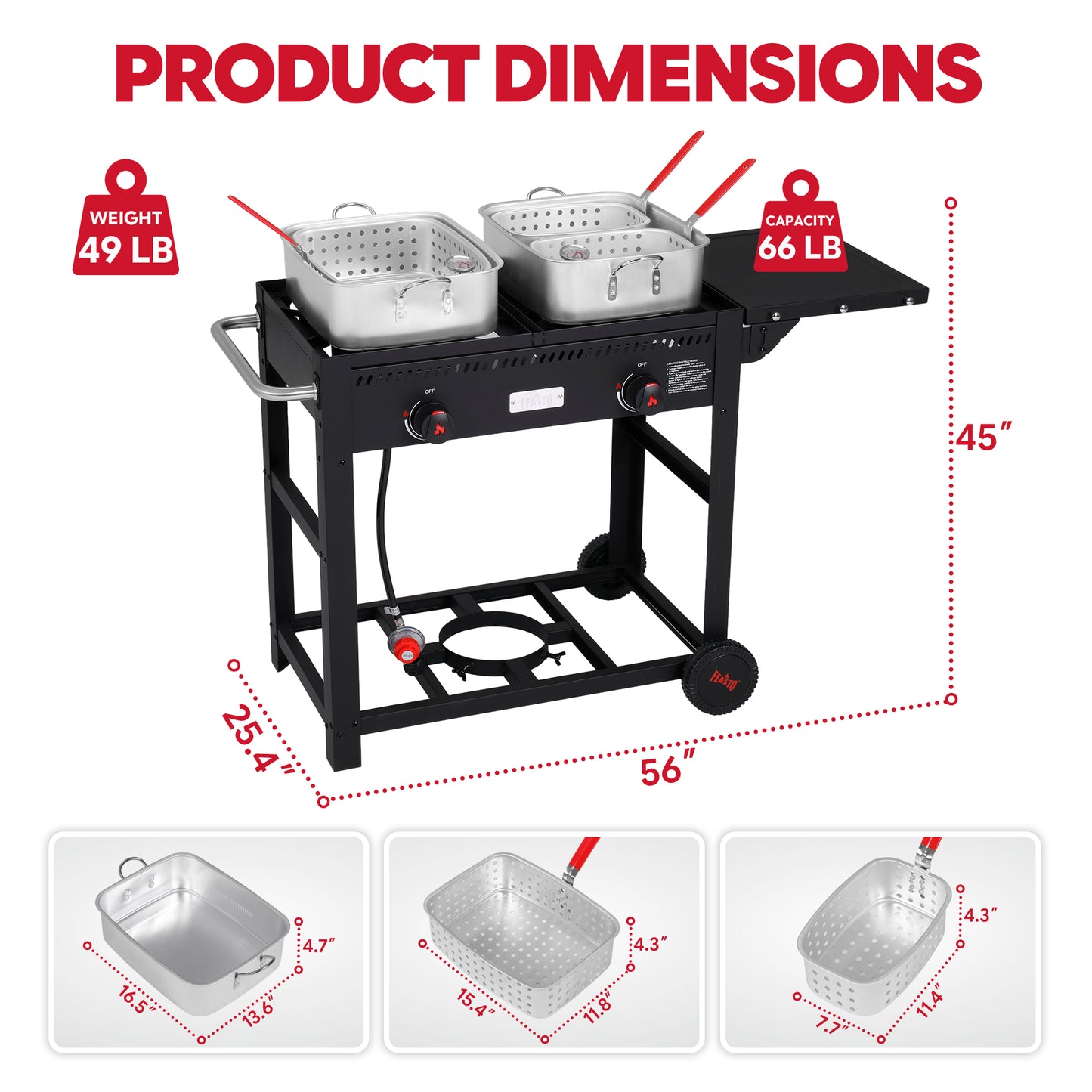 Feasto Propane Outdoor Double Burner Deep Fryer Cart