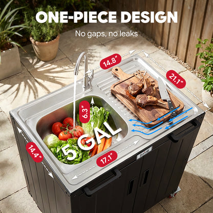 Freestanding 304 Stainless Steel Utility Sink with Cabinet for Outdoor & Utility Use