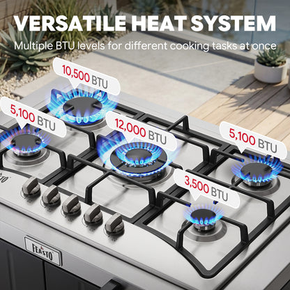 Feasto Outdoor Kitchen ,5-Burner Outdoor Gas Grill with Cover(Add to cart and enjoy an additional 7% discount)