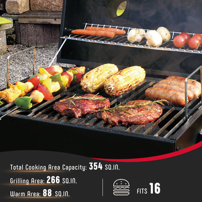 FEASTO Portable Charcoal Grill with Two Silicone Holding Handles Tabletop grilling with 354 Square Inches Cooking Area  Convenient for outdoor Camping and Picnic Black L26.8’’x W20’’x H21.3’’