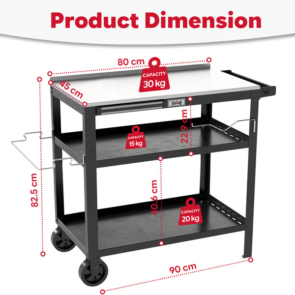 Feasto Movable Stainless Steel Prep Table with Magnetic Tool Holder (Add to cart and enjoy an additional 7% discount)