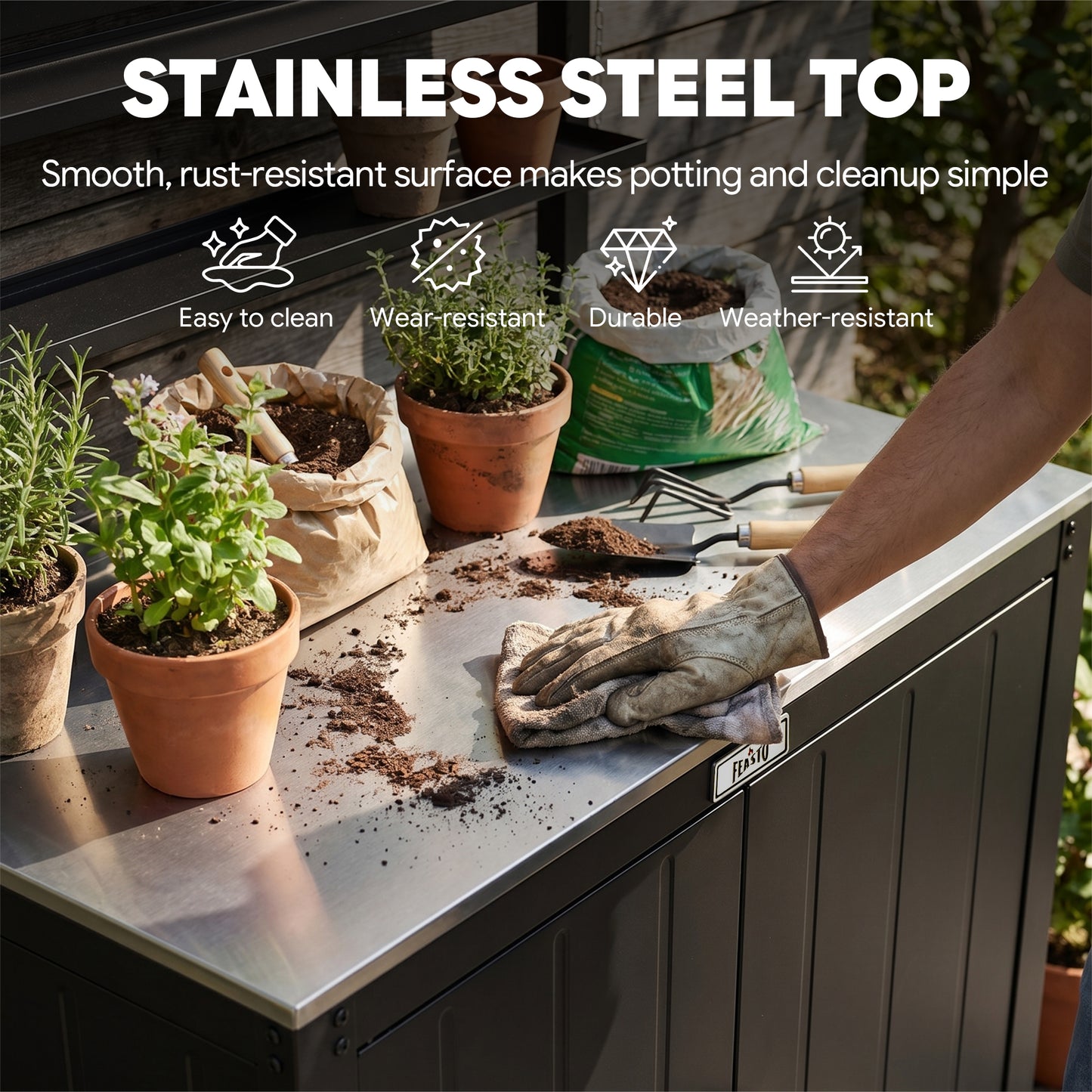 Feasto Garden Potting Bench with Storage Cabinet(Add to cart and enjoy an additional 7% discount)