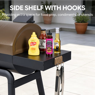 30-Inch Charcoal Grill with Side Table,Golden