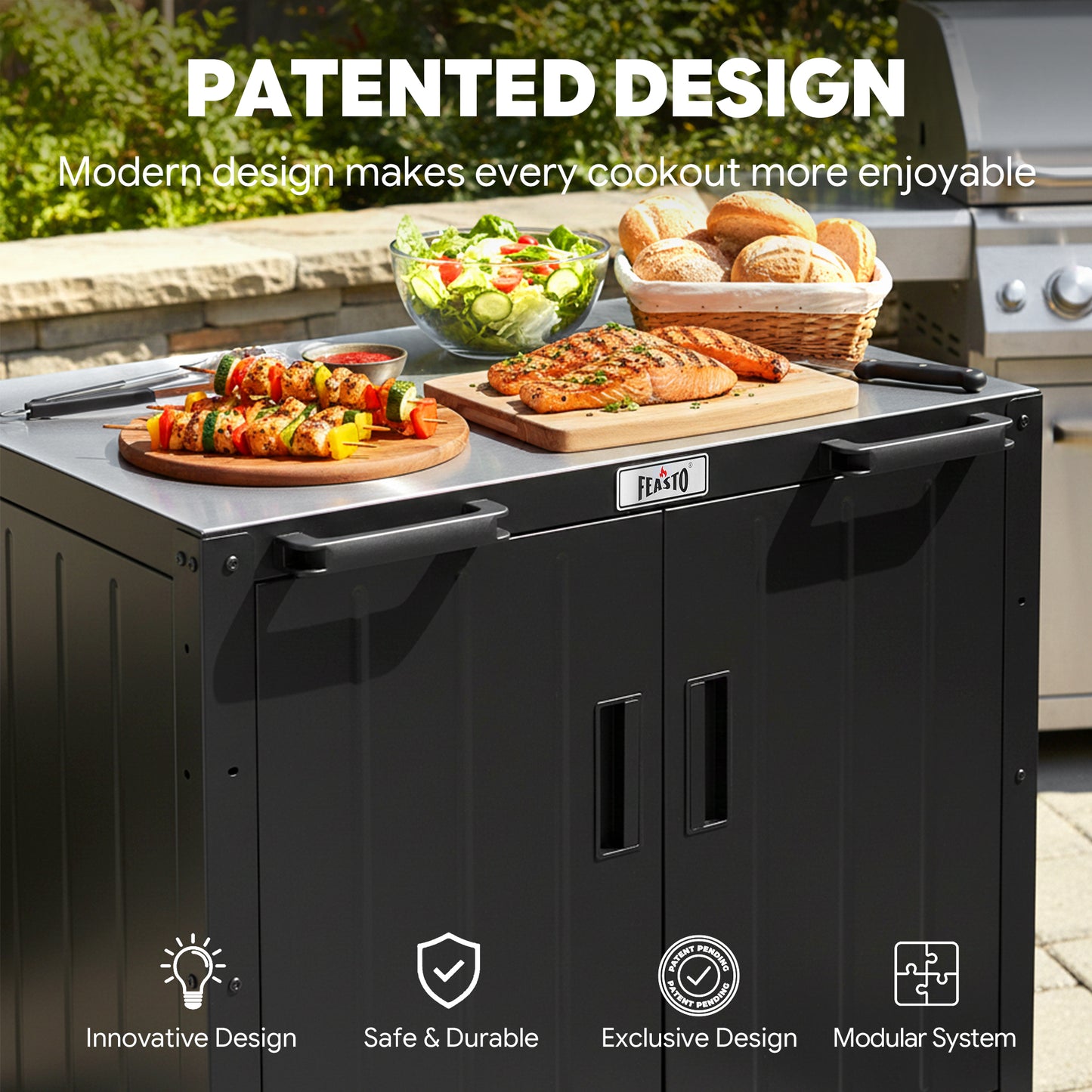 Feasto 35" Outdoor Kitchen Island & Grill Storage Cart(Add to cart and enjoy an additional 10% discount.)