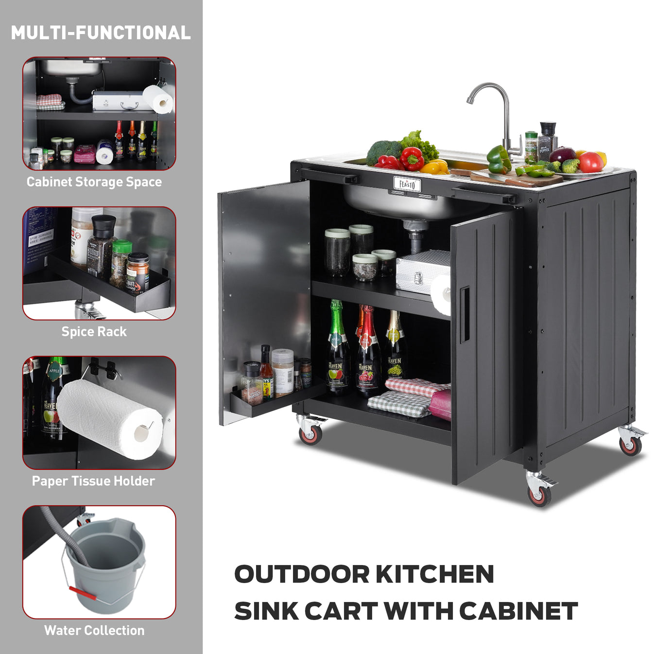 FEASTO Freestanding Sink Utility Sink with 304 Stainless Steel