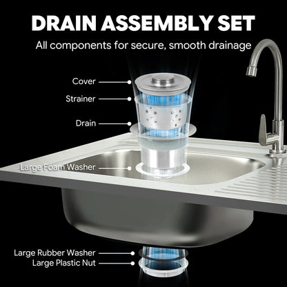 Drain assembly set with labeled components