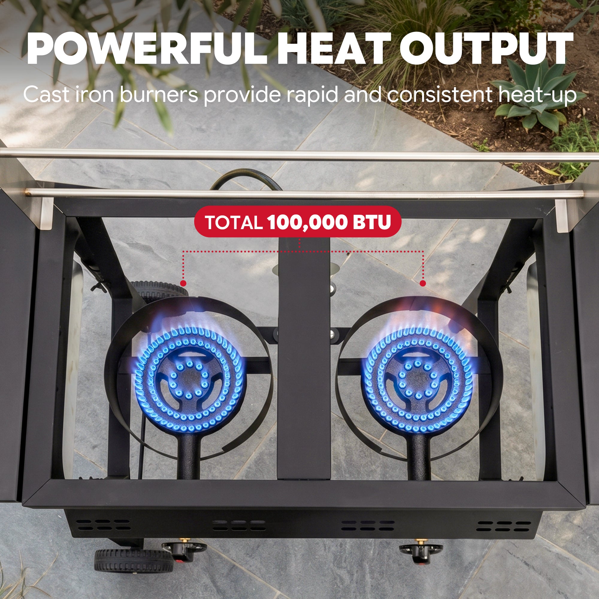 Outdoor Propane Deep Fryer - Dual Tank, Dual Burners, Movable Cart