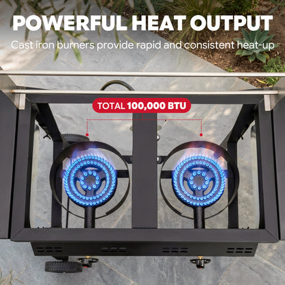 Feasto Outdoor Propane Deep Fryer with Dual Independent Burners