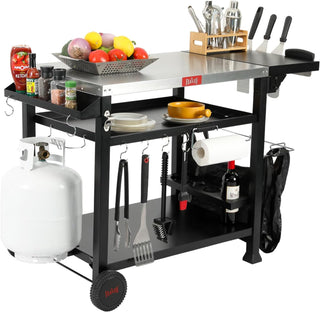 Feasto Outdoor Grill Table Cart, Pizza Oven Stand with Cover