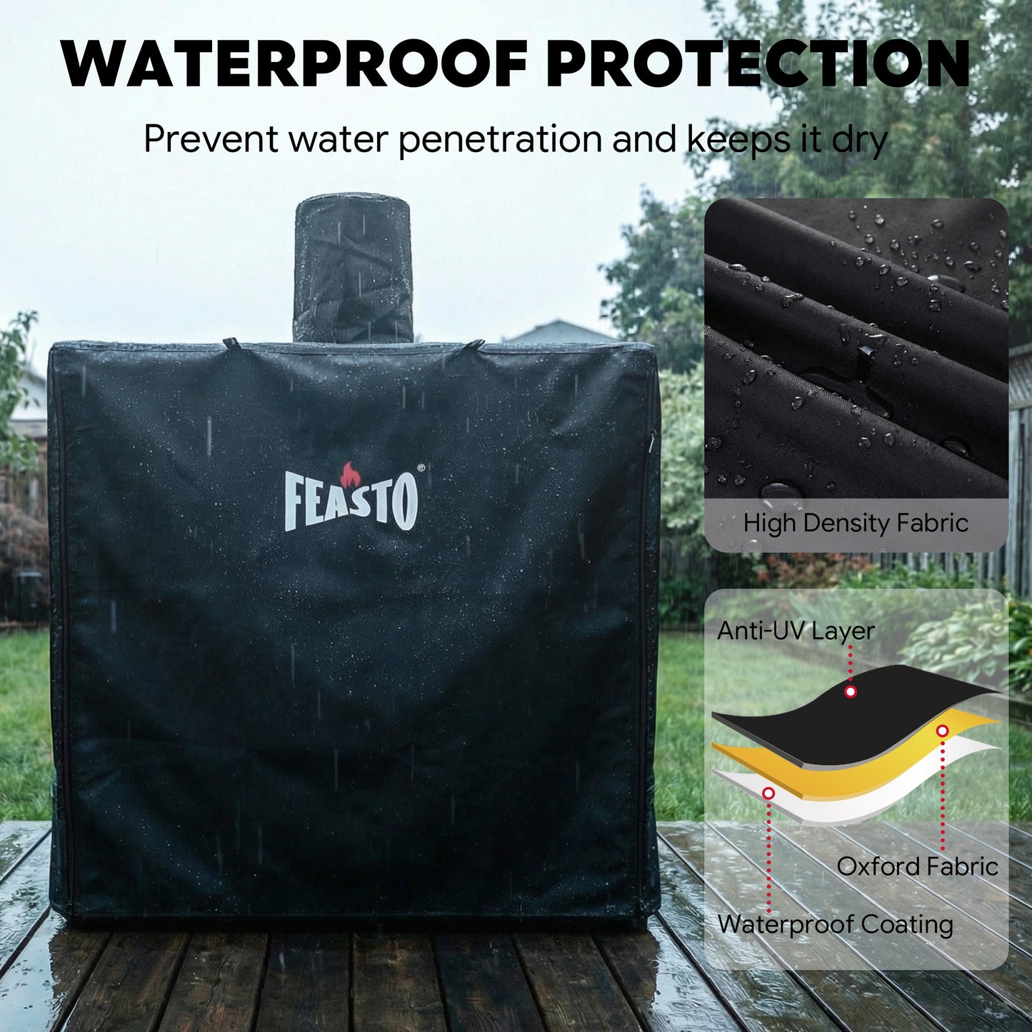 FEASTO 36-Inch Outdoor Prep Table Cover with Sink, Waterproof 600D Grill Cart Cover with Roll-Up Zippered Door, for Kitchen Island Sink Station & Storage Cabinet, Black