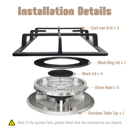 Feasto Outdoor Kitchen Series 5-Burner Outdoor Gas Grill with Cover, Modular Kitchen Grill