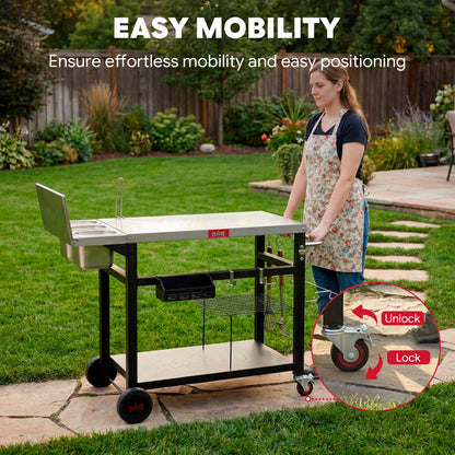 Feasto Outdoor Pizza Prep Station,Stainless Steel Top with 4 Ingredients Containers(Add to cart and enjoy an additional 7% discount)