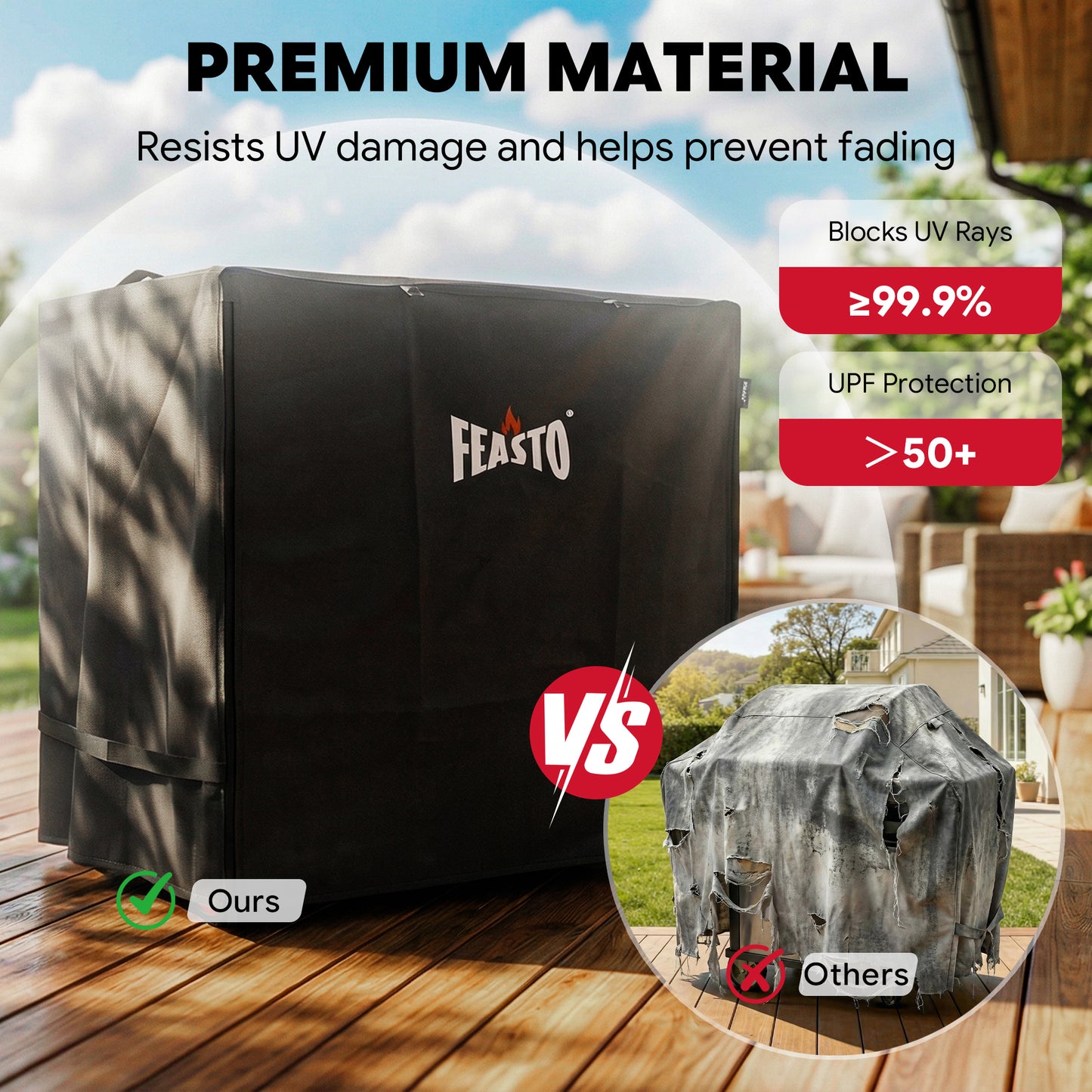 FEASTO 36-Inch Outdoor Prep Table Cover, Waterproof 600D Grill Cart Cover with Roll-Up Zippered Door, for Kitchen Island & Outdoor Storage Cabinet, Black