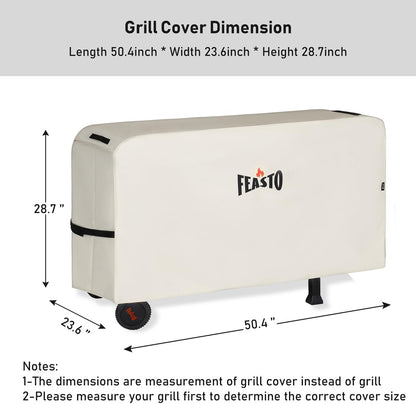 Feasto Outdoor Grill Table Cart, Pizza Oven Stand with Cover, 50" x 22" Stainless Steel Tabletop