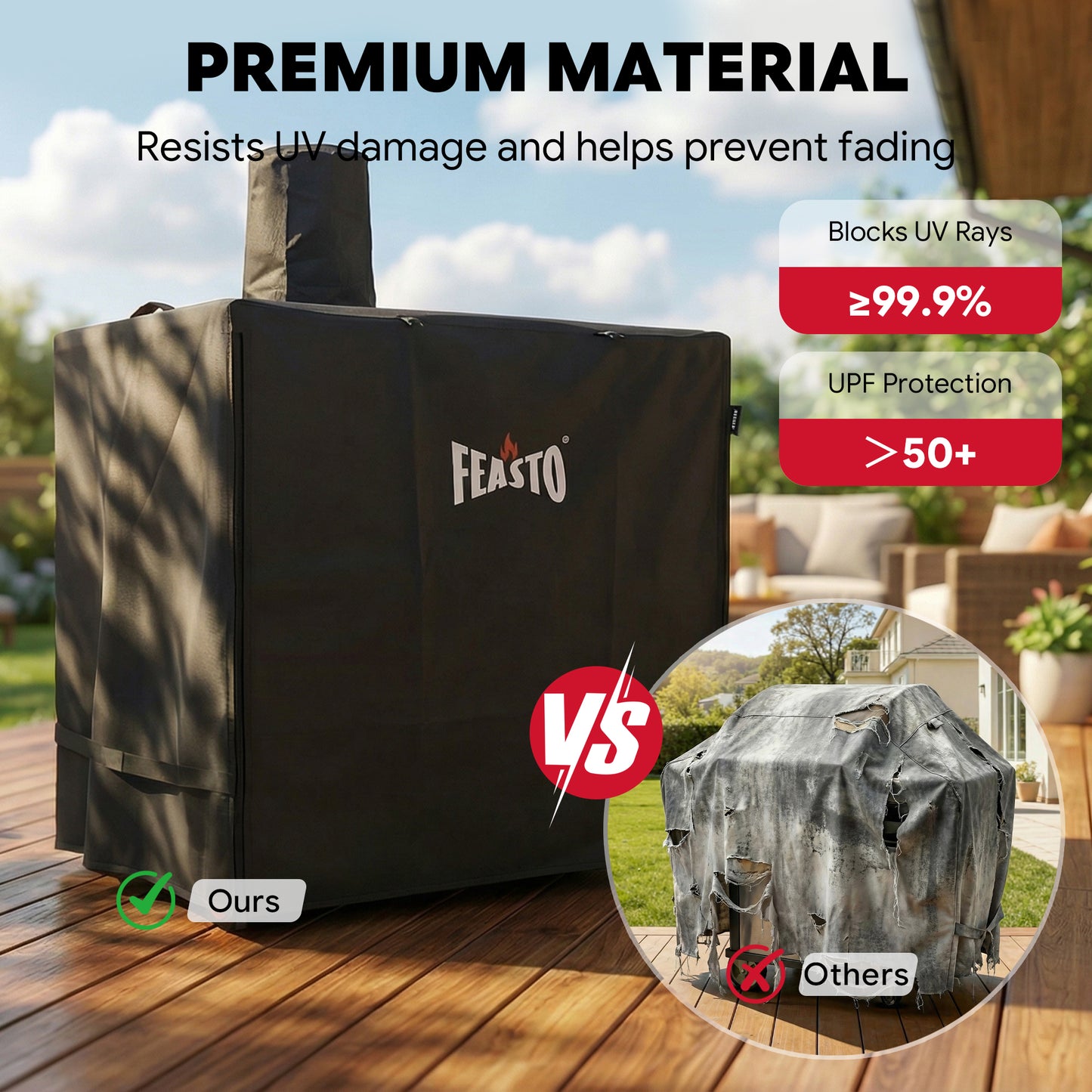 FEASTO 36-Inch Outdoor Prep Table Cover with Sink, Waterproof 600D Grill Cart Cover with Roll-Up Zippered Door, for Kitchen Island Sink Station & Storage Cabinet, Black