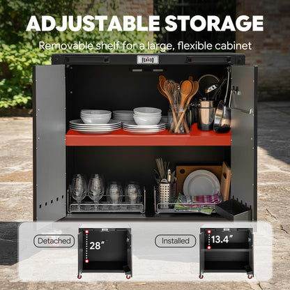 outdoor storage cabinet with adjustable storage shelves