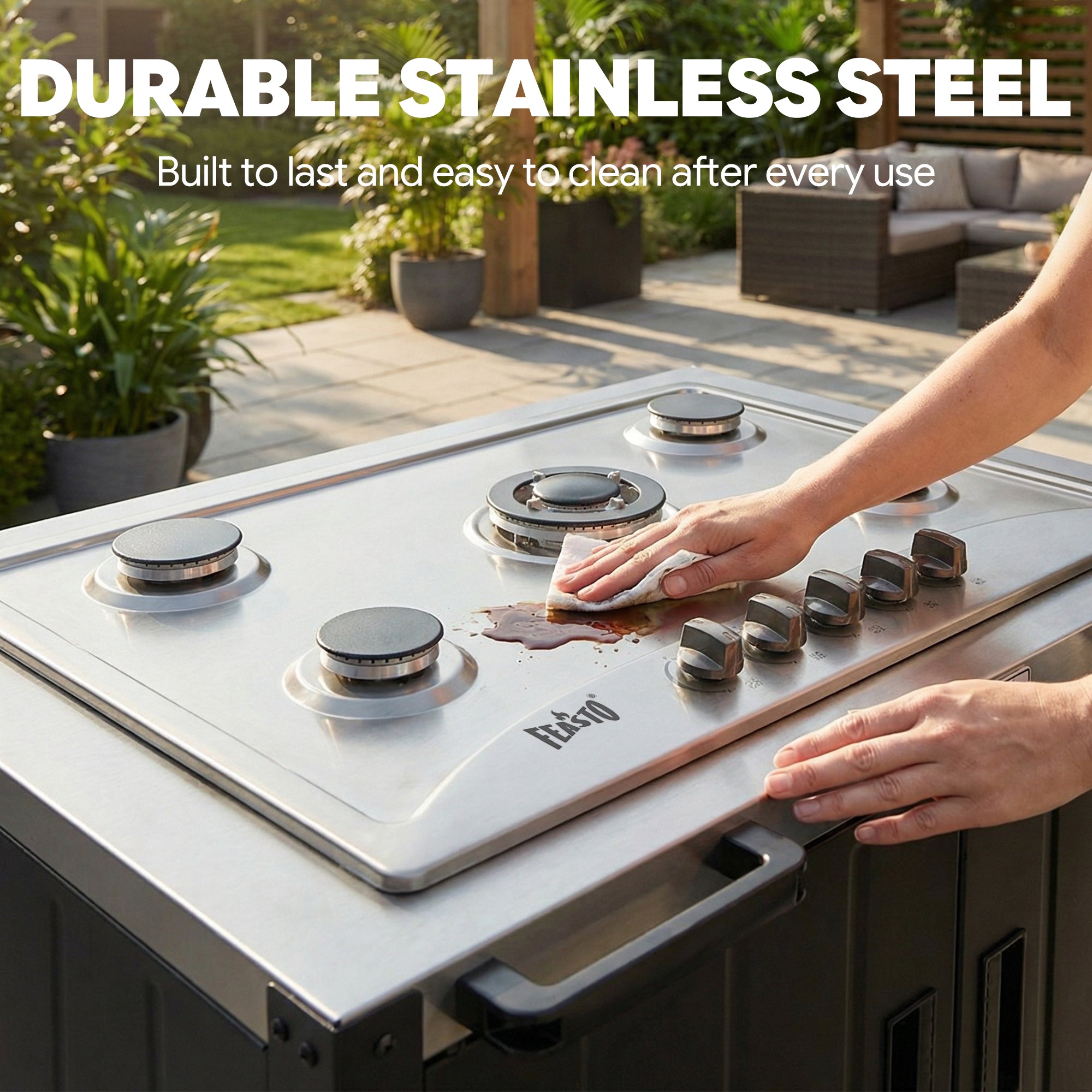 Feasto 5-Burner Propane Gas Stove, Stainless Steel Top with