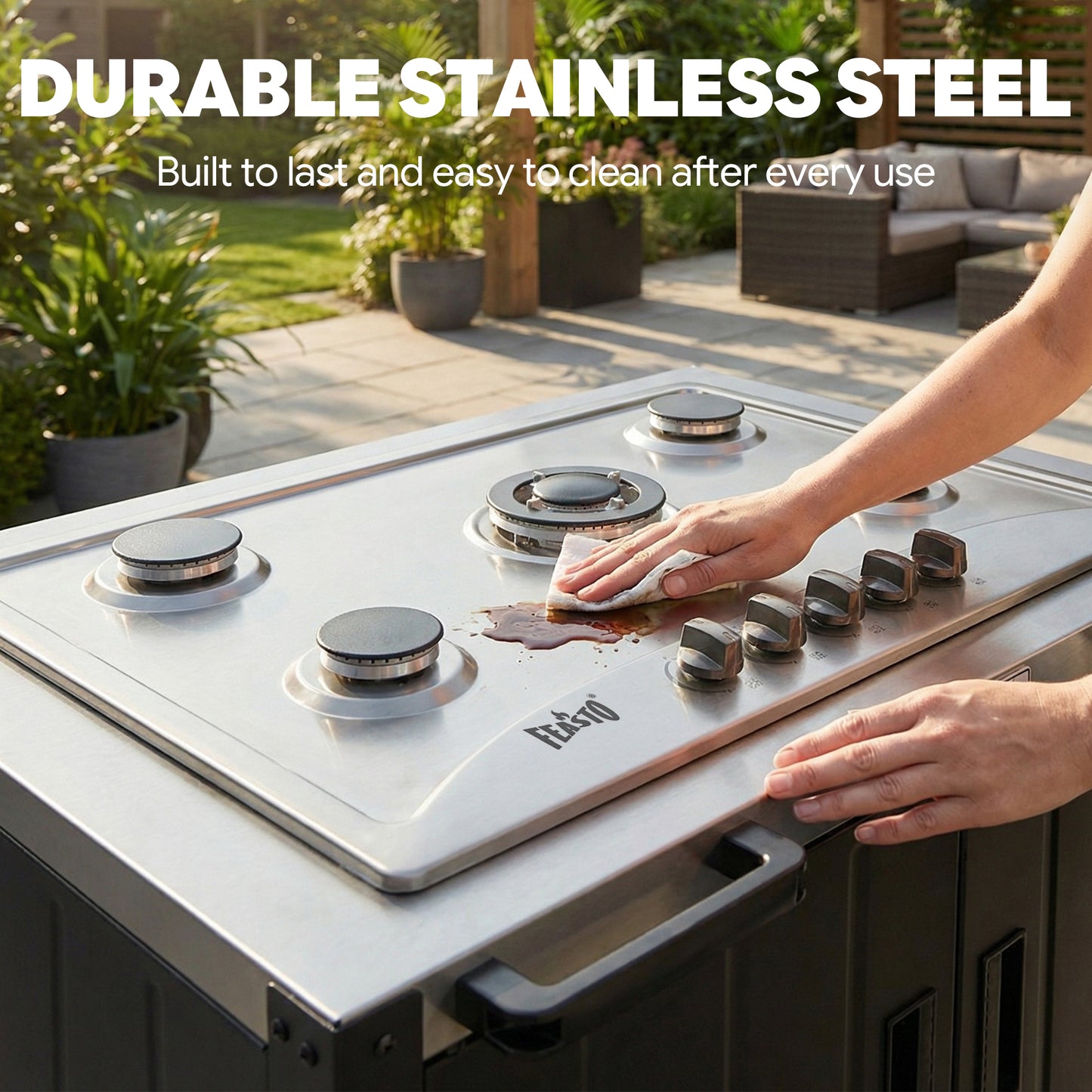Feasto Outdoor Kitchen ,5-Burner Outdoor Gas Grill with Cover(Add to cart and enjoy an additional 7% discount)