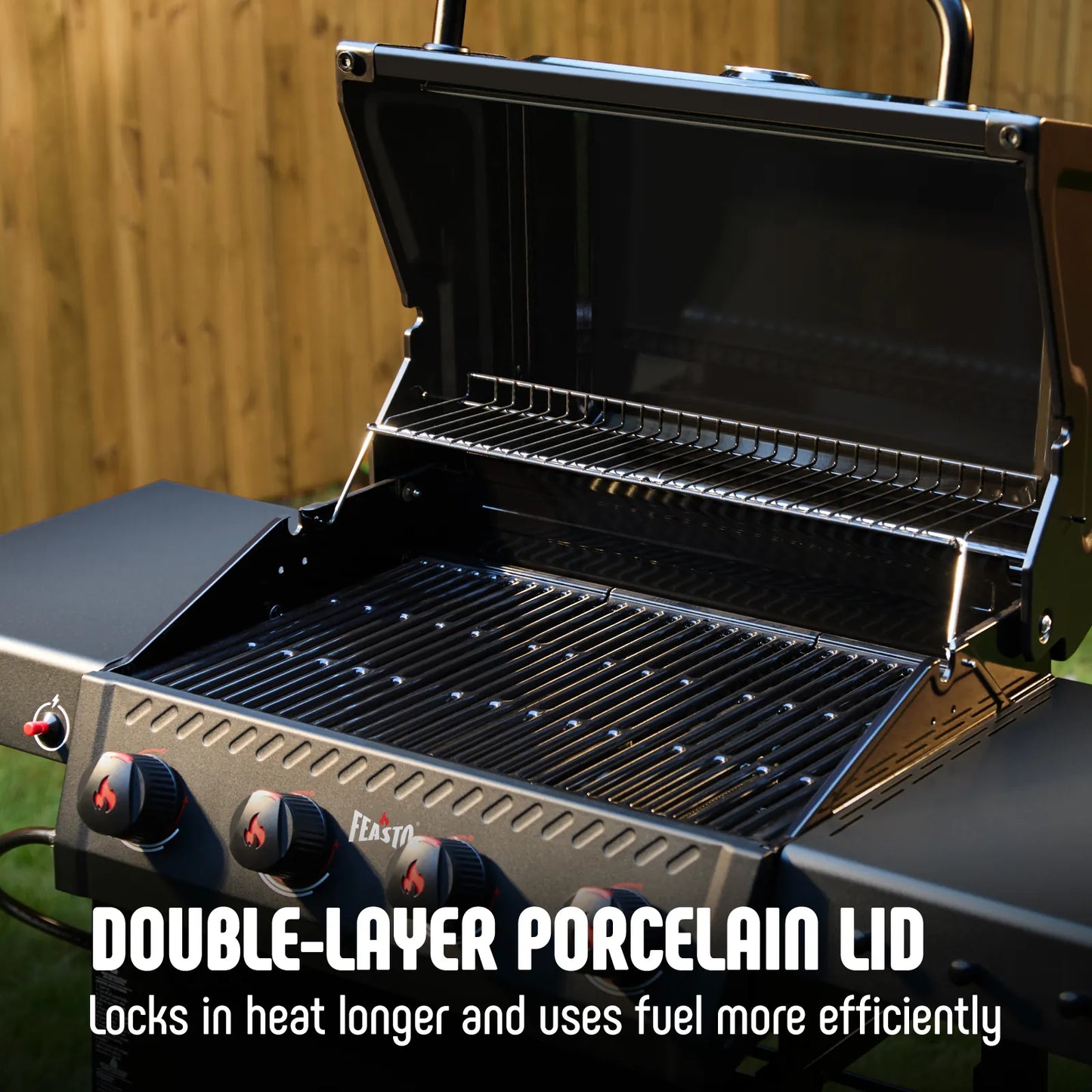 4-Burner Propane Gas Grill with 2 Side Tables and Porcelain-Enameled Grates, Black