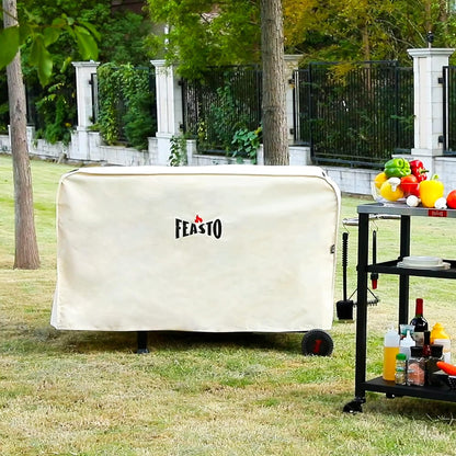 Feasto Outdoor Grill Table Cart, Pizza Oven Stand with Cover, 50" x 22" Stainless Steel Tabletop
