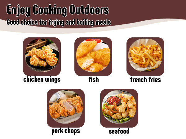 10 Qt Aluminum Outdoor Propane Gas Fish Fryer Pot Kit with Strainer Basket, 50,000 BTU Burner, Adjustable 0-5 PSI Regulator, Perfect for Boiling and Frying