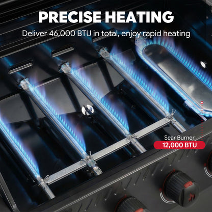 Feasto 5-Burner Propane Gas Grill with Sear & Side Burner 58,000 BTU, Black(Add to cart and enjoy an additional 5% discount)