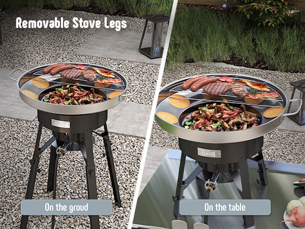 Feasto 23" Stainless Steel Concave Comal Set, Discada Disc Cooker with 54,000BTU Paella Burner and Adjustable Stand Set, Cazo Para Carnitas Tortillas Stir Fry Wok for Outdoor Cooking, CSA Certified