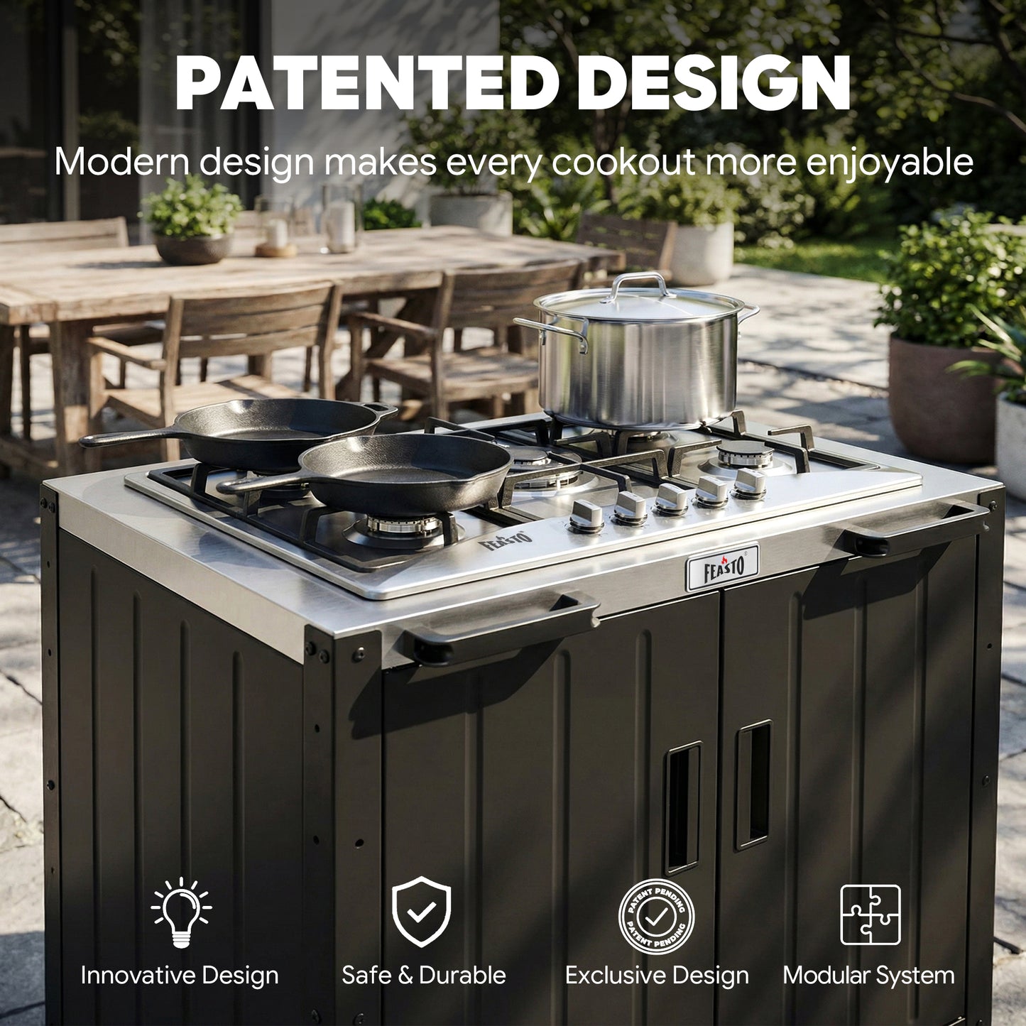 Feasto Outdoor Kitchen ,5-Burner Outdoor Gas Grill with Cover(Add to cart and enjoy an additional 7% discount)