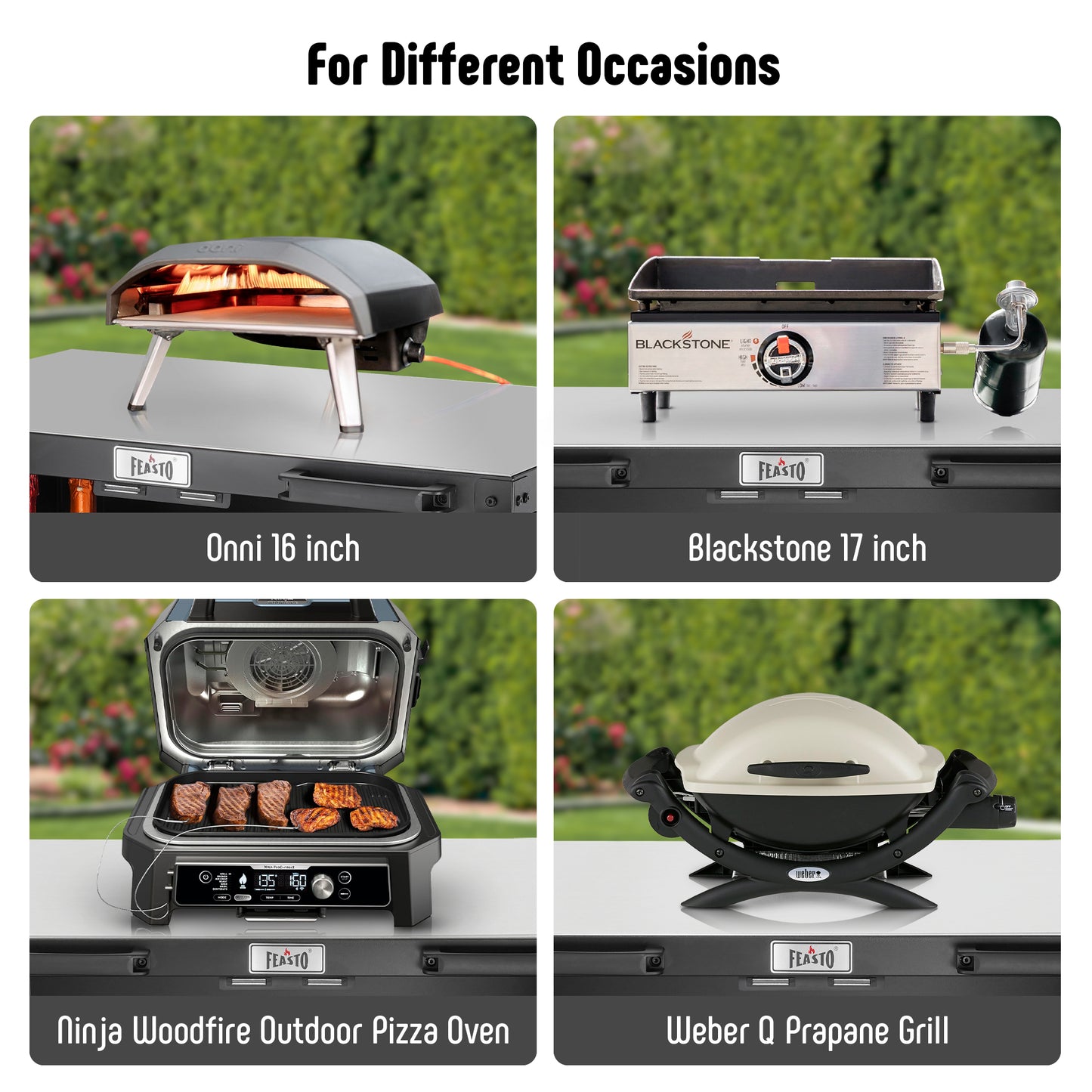 Feasto 304 Stainless Steel Freestanding Kitchen Grill Cart With Cover, Movable Kitchen Island