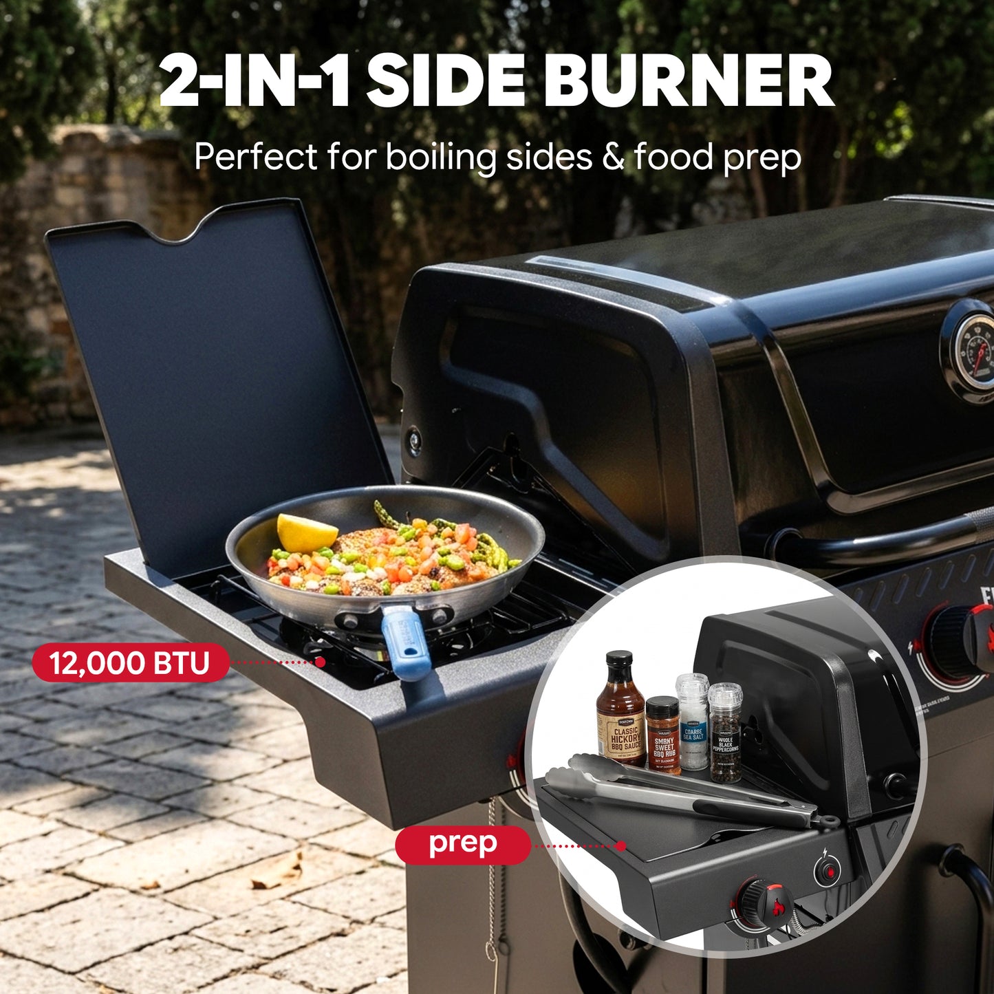 Feasto 4-Burner Propane Gas Grill with Sear & Side Burner 49,500 BTU, Black(Add to cart and enjoy an additional 5% discount)