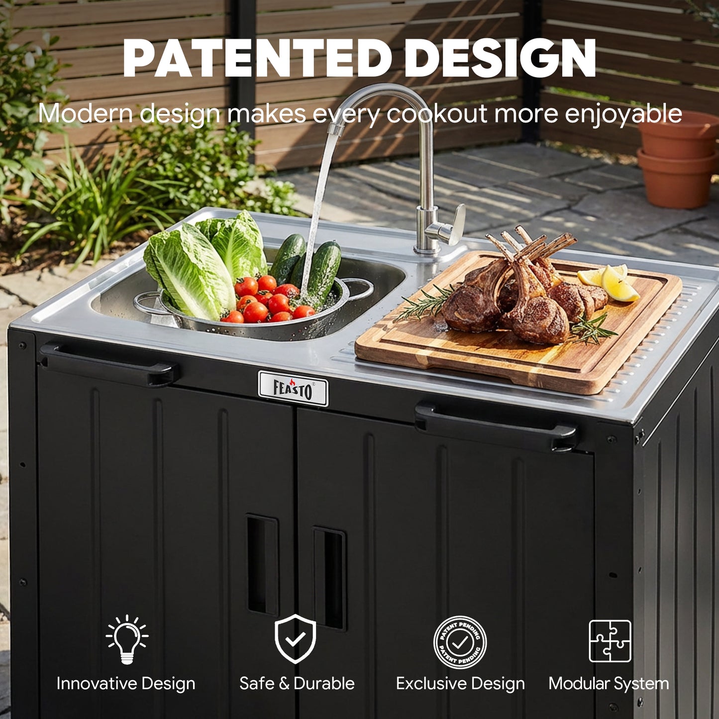 Freestanding 304 Stainless Steel Utility Sink with Cabinet for Outdoor & Utility Use