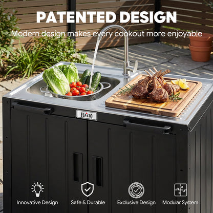 Freestanding 304 Stainless Steel Utility Sink with Cabinet for Outdoor & Utility Use