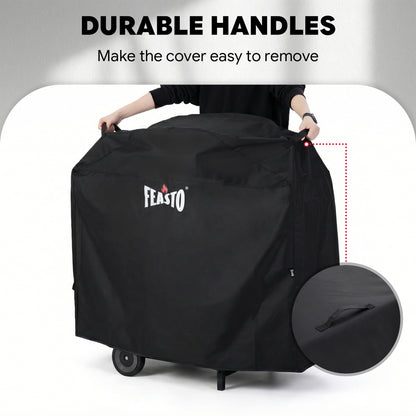FEASTO 44-Inch Outdoor Grill Cover for 2 Burner Gas Grill, Waterproof 600D Heavy Duty BBQ Grill Cover, with Handles & Hook and Loop Straps, Black