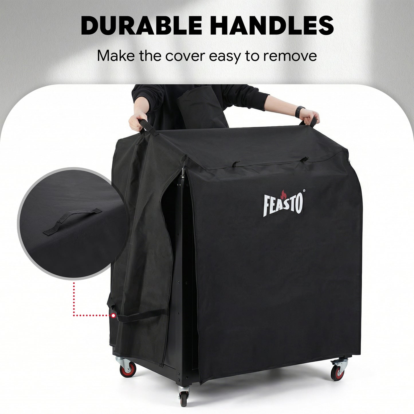 FEASTO 36-Inch Outdoor Prep Table Cover with Sink, Waterproof 600D Grill Cart Cover with Roll-Up Zippered Door, for Kitchen Island Sink Station & Storage Cabinet, Black