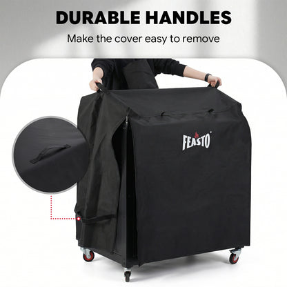FEASTO 36-Inch Outdoor Prep Table Cover with Sink, Waterproof 600D Grill Cart Cover with Roll-Up Zippered Door, for Kitchen Island Sink Station & Storage Cabinet, Black