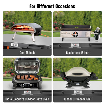 FEASTO Movable Outdoor Table Outdoor Storage Cabinet 304 Stainless Steel Top for Outdoor Kitchen Island or Bar Cart Grill Cart Pizza Oven Table Outdoor Table with Storage L35.4” x W24”