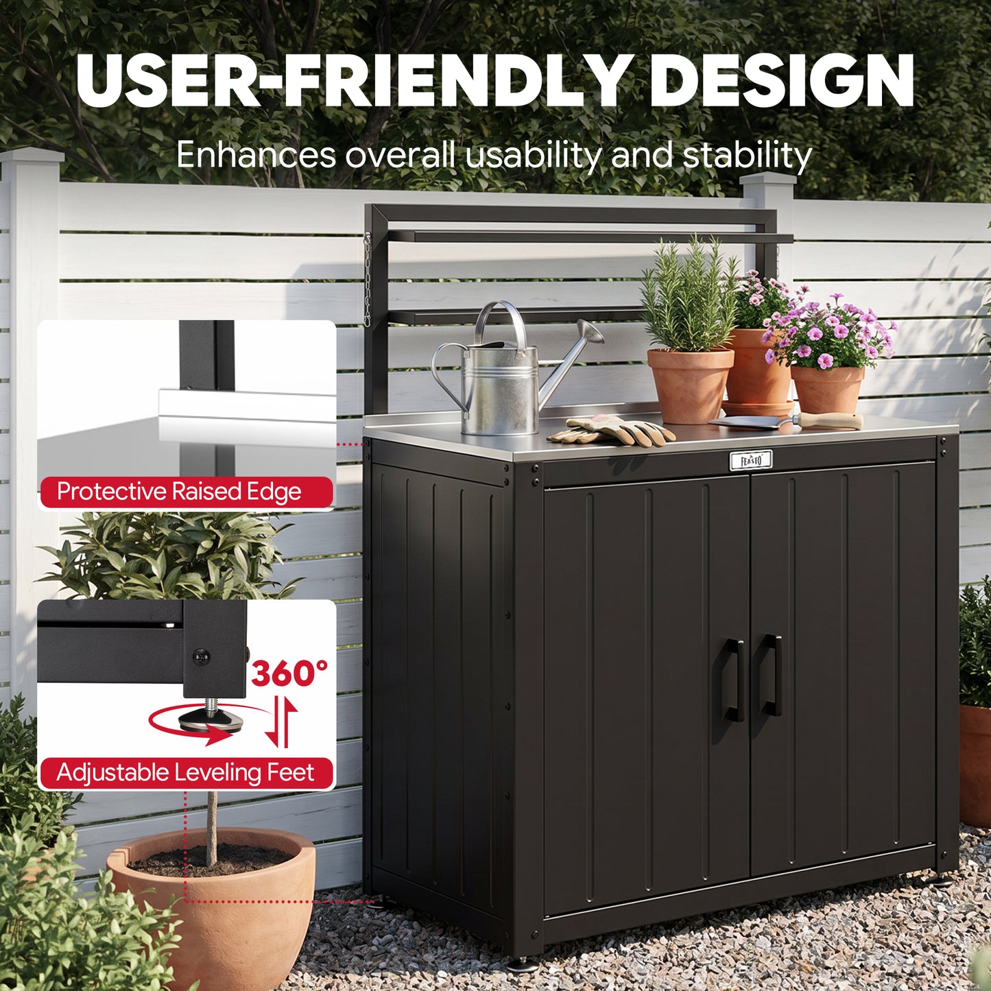 Feasto Garden Potting Bench with Storage Cabinet(Add to cart and enjoy an additional 7% discount)