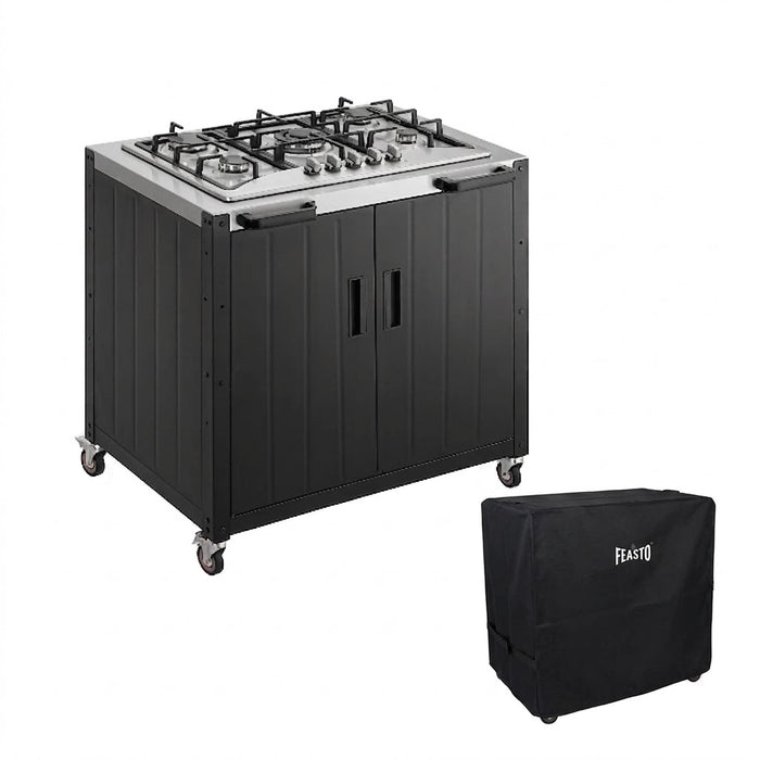 Feasto Outdoor Kitchen ,5-Burner Outdoor Gas Grill with Cover